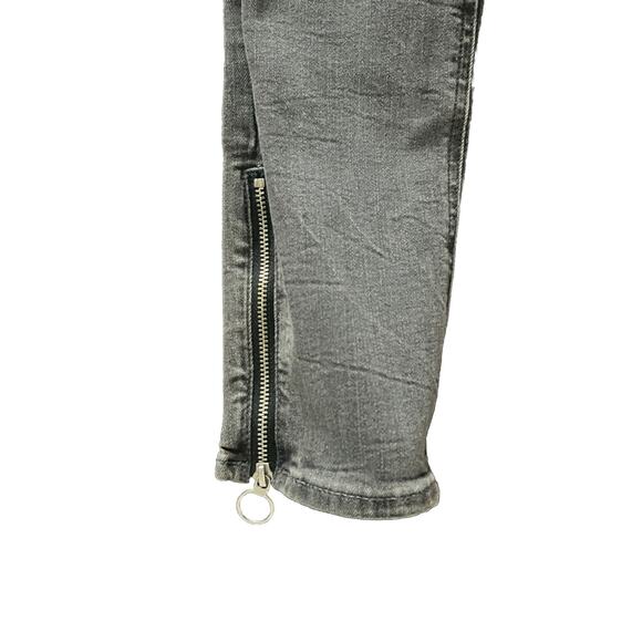 Express Black Distressed Denim Perfect Ankle Jeans High Rise Stretch+ Sz 4S - Picture 2 of 6